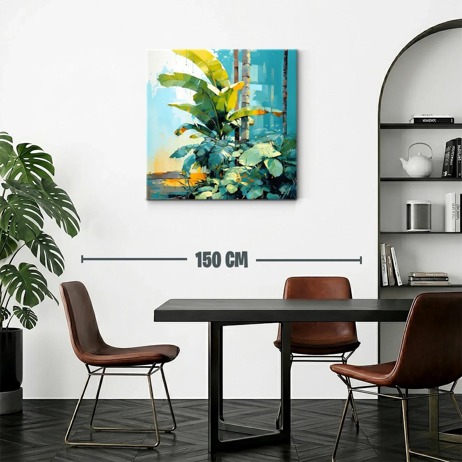 Exuberante jungla tropical con hojas verdes y luz cálida — miniatura 2