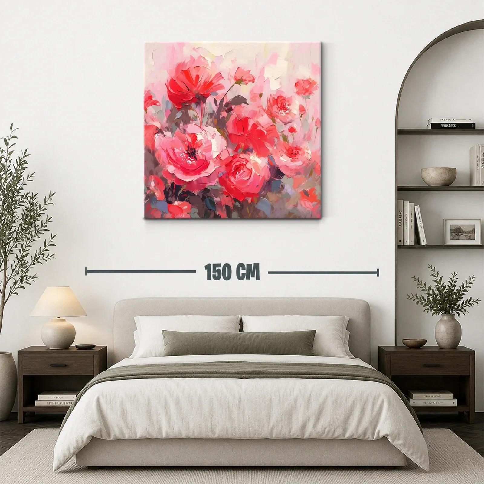 Cuadro floral con explosión de rosas en tonos rojos y rosas — miniatura 3