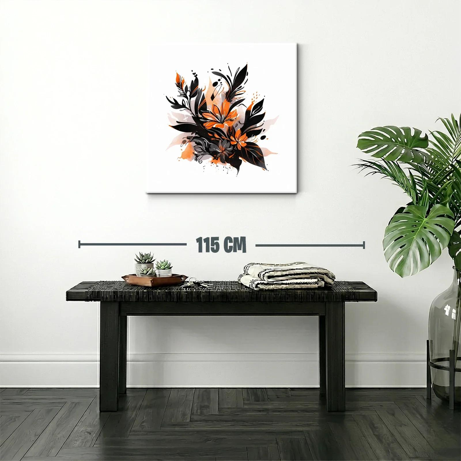 Composición floral en tonos negro y naranja vibrante — miniatura 2