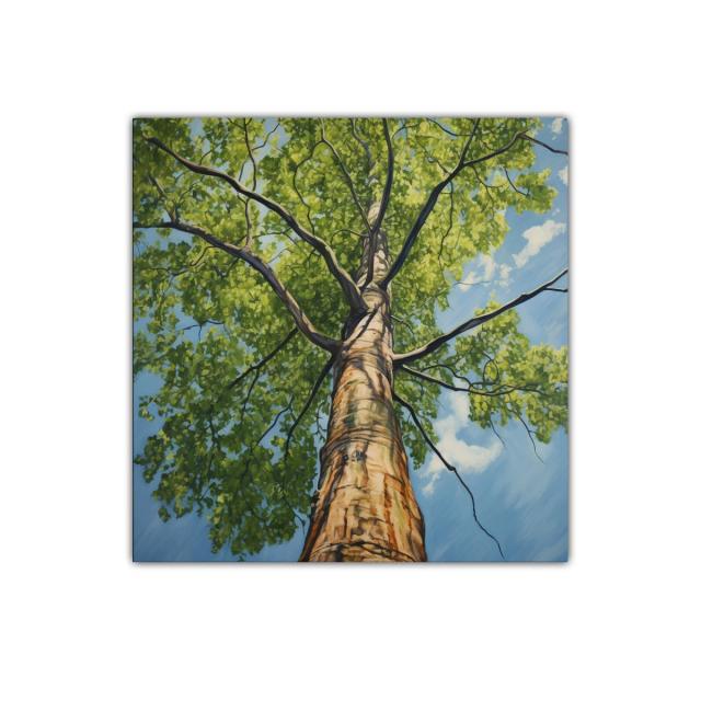 Imponente árbol con copa en cielo azul brillante