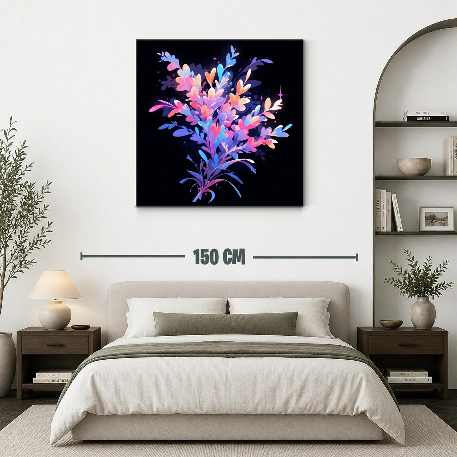 Cuadro abstracto en tonos rosas y azules vibrantes — miniatura 3