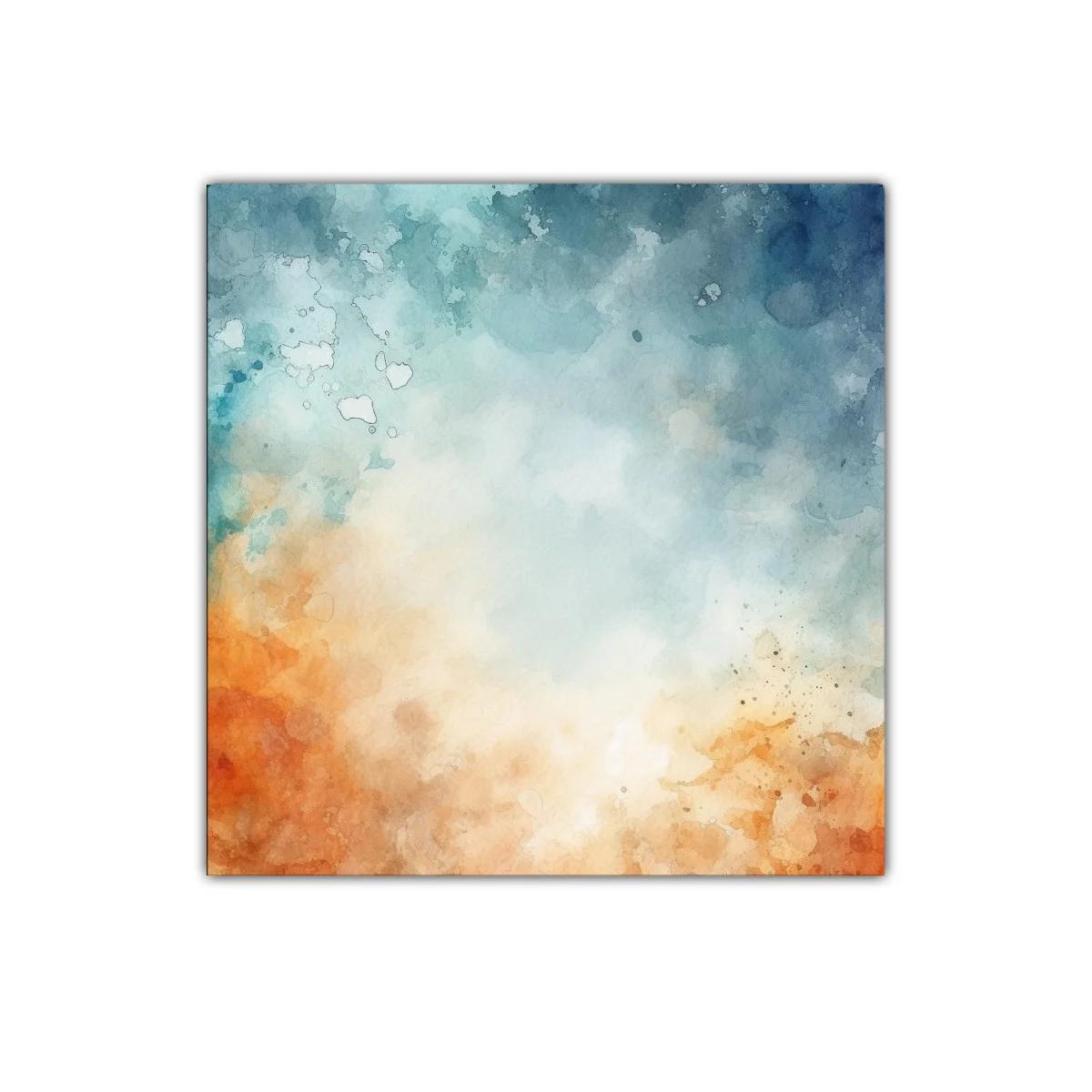 Cuadro abstracto con tonos cálidos y fríos en armonía — imagen principal