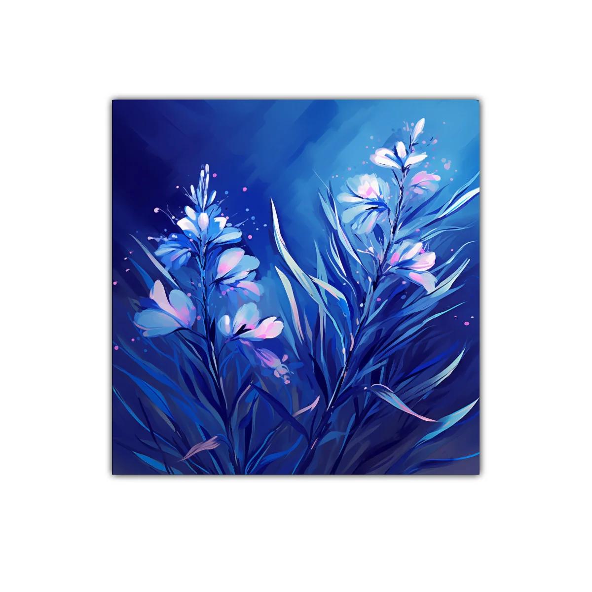 Elegancia floral en tonos azules y lilas vibrantes