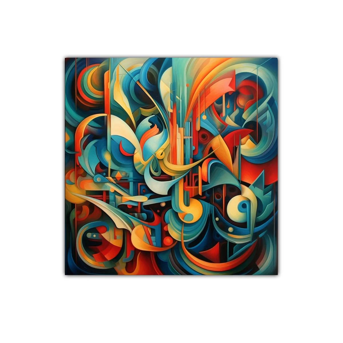 Cuadro decorativo con formas abstractas y colores vibrantes