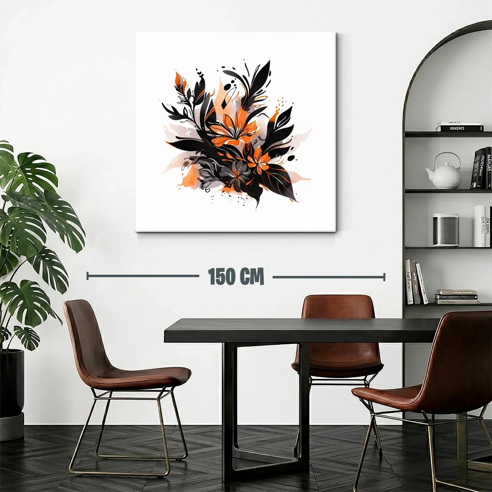 Composición floral en tonos negro y naranja vibrante — miniatura 2