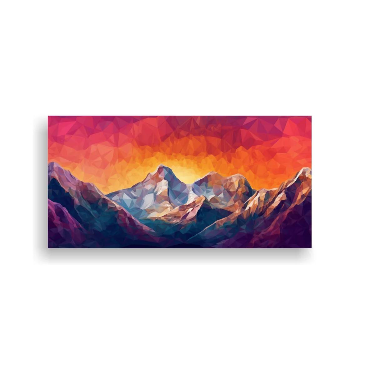 Cuadro cordillera de montañas con planos facetados tipo mosaico