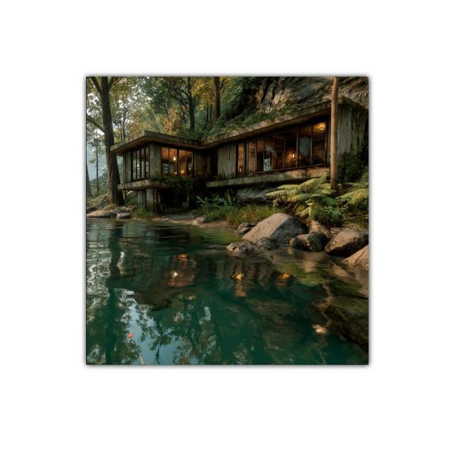 Refugio junto al lago entre la naturaleza exuberante