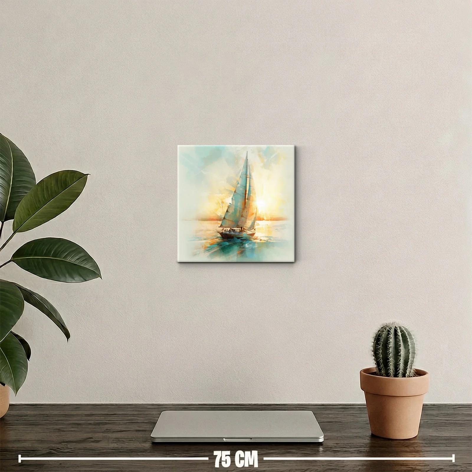 Vela navegando al atardecer con luz cálida y mar sereno — miniatura 2