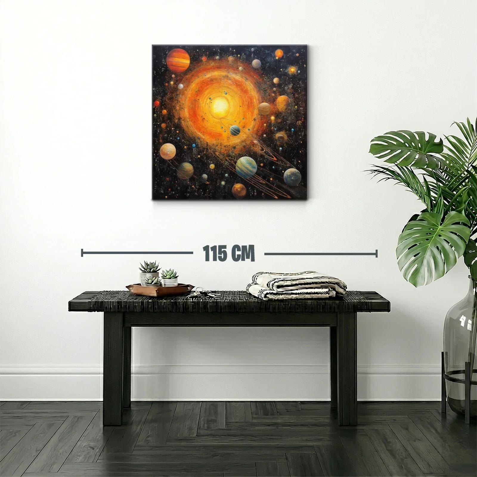 Cuadro Galaxia Vibrante con Planetas y Sol Radiante — miniatura 2