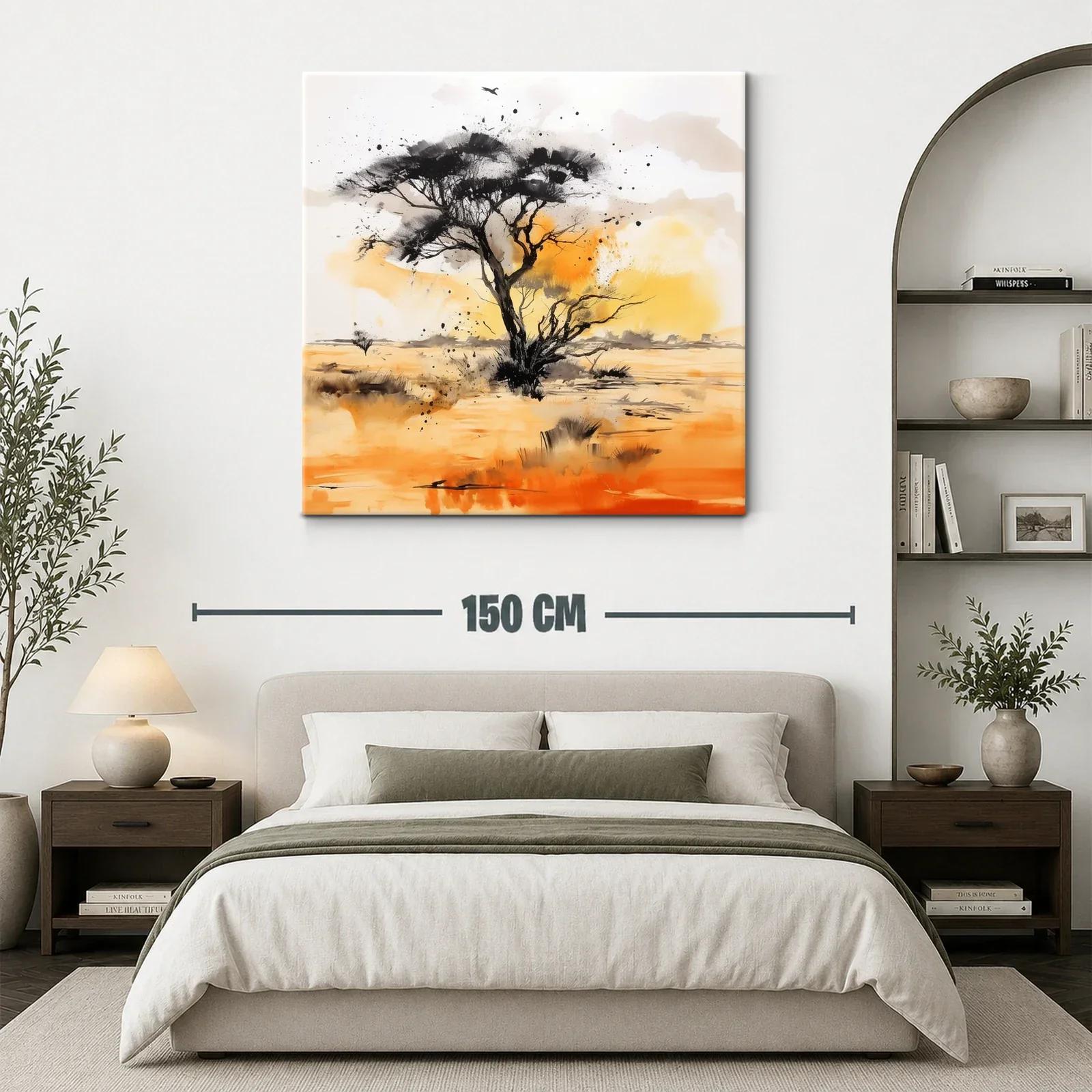 Árbol solitario al atardecer en horizonte desértico — miniatura 3
