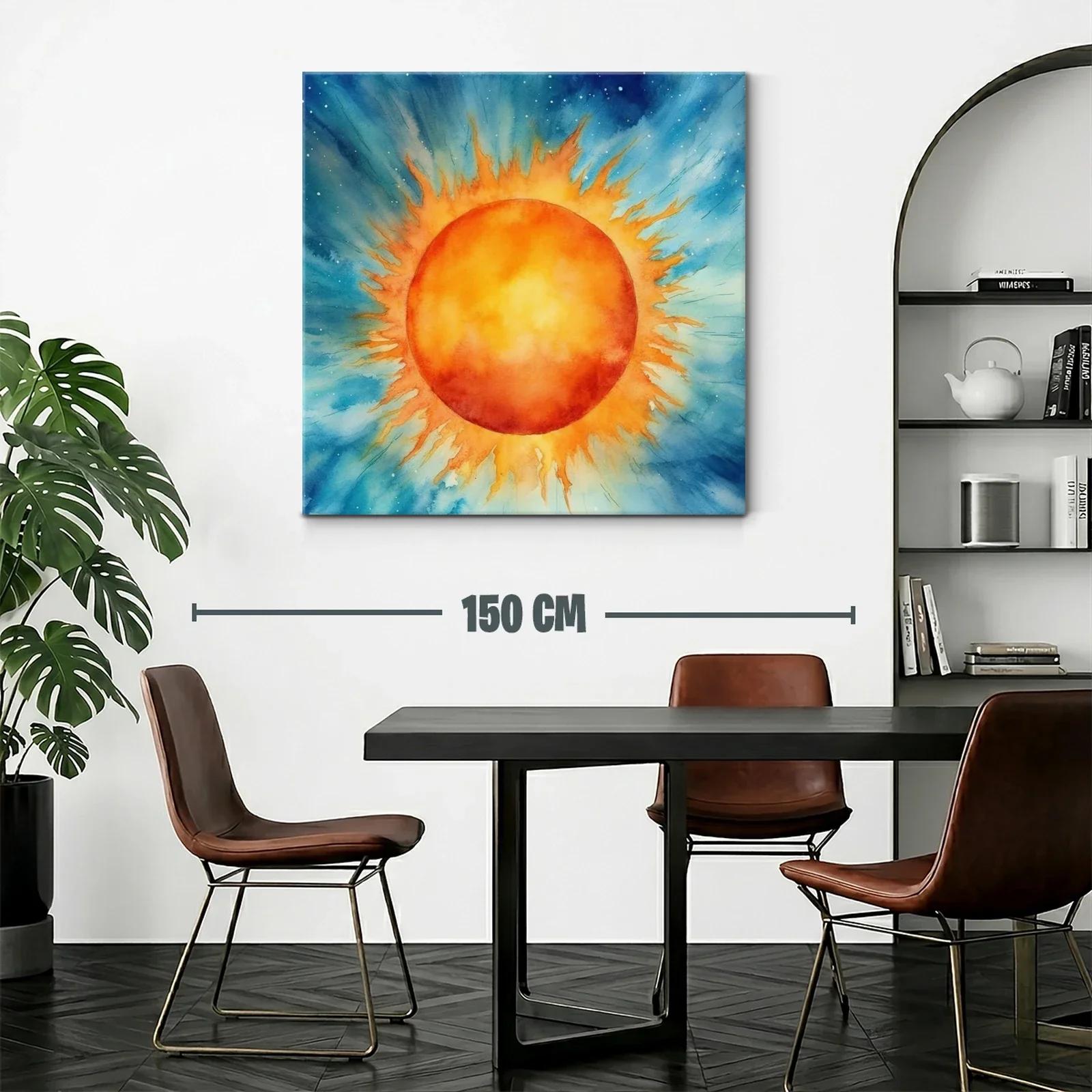 Cuadro vibrante con sol radiante en fondo azul celestial — miniatura 2