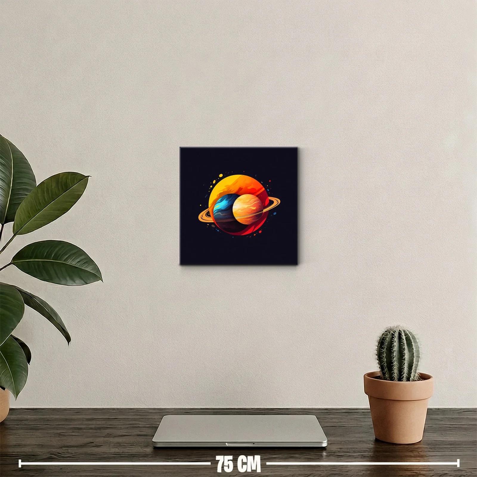 Planetas coloridos con anillos en espacio oscuro — miniatura 2