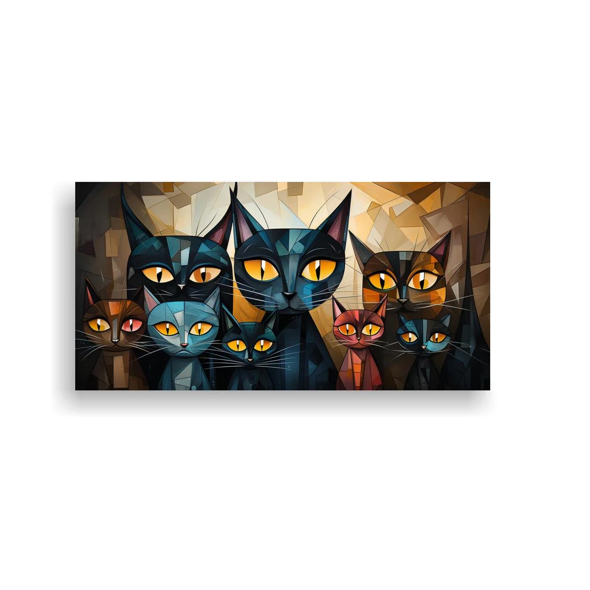 Cuadro grupo de gatos negros de ojos amarillos con formas — imagen principal
