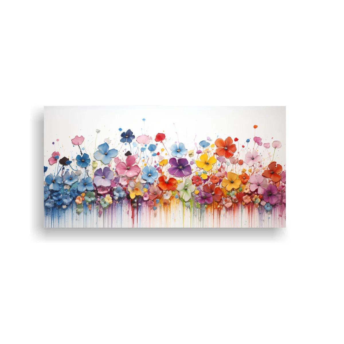 Cuadro ramo de flores silvestres multicolor con goteos