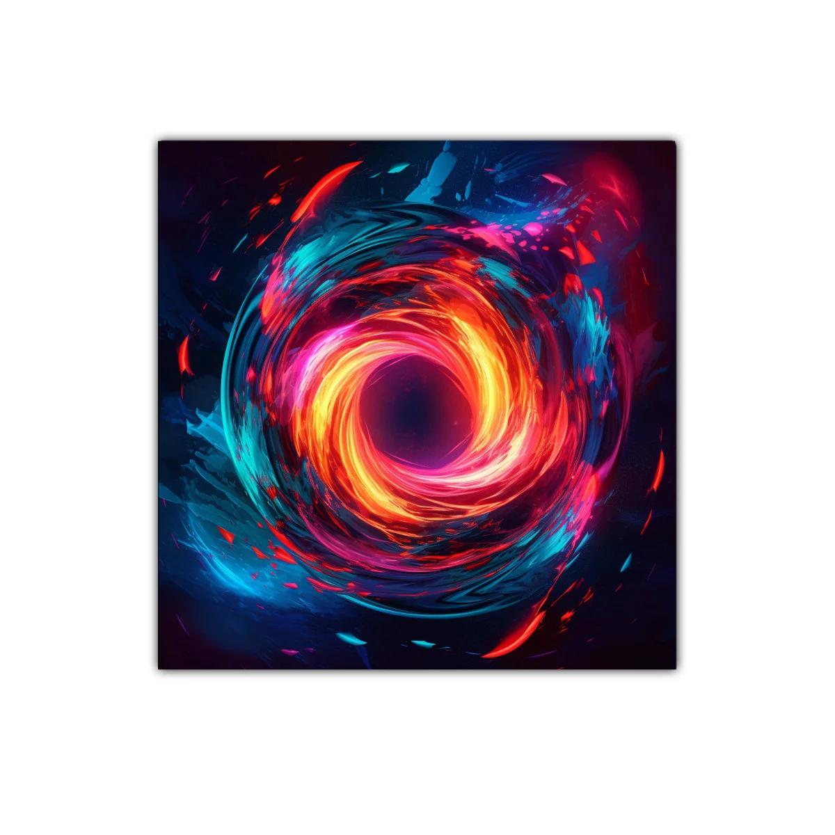 Cuadro abstracto con intenso remolino de colores vibrantes