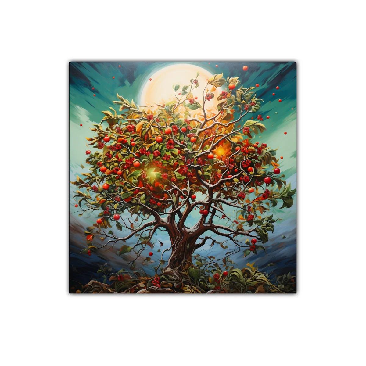 Árbol exuberante con frutos rojos y luz radiante — imagen principal