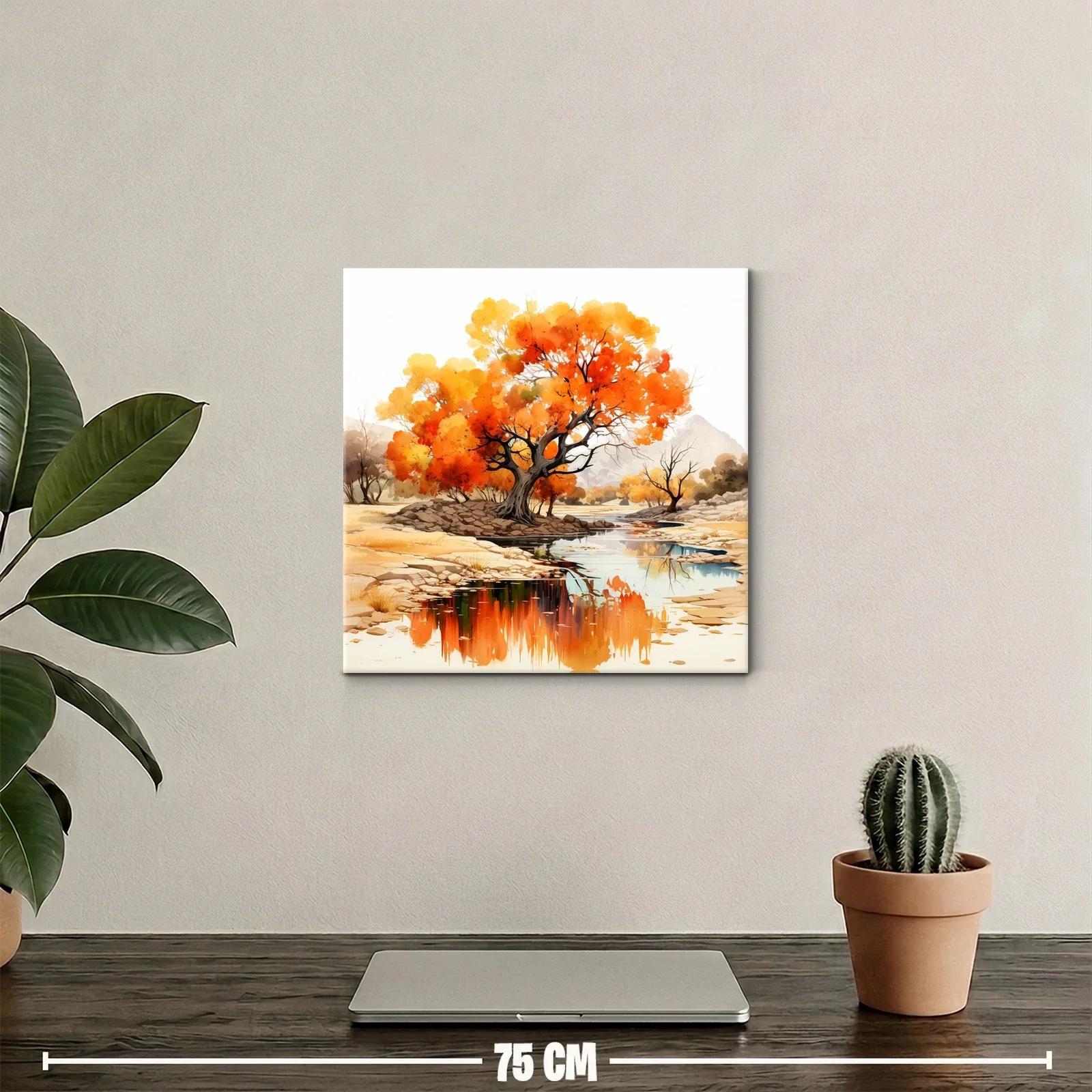 Árbol otoñal reflejado en tranquilo río de montaña — miniatura 2