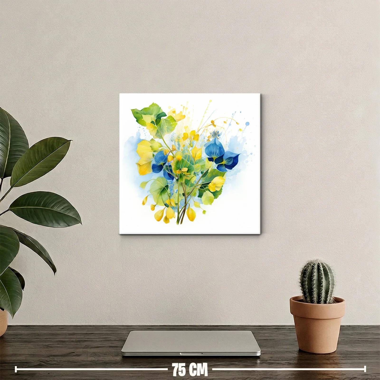 Composición floral en tonos azules y amarillos vibrantes — miniatura 2