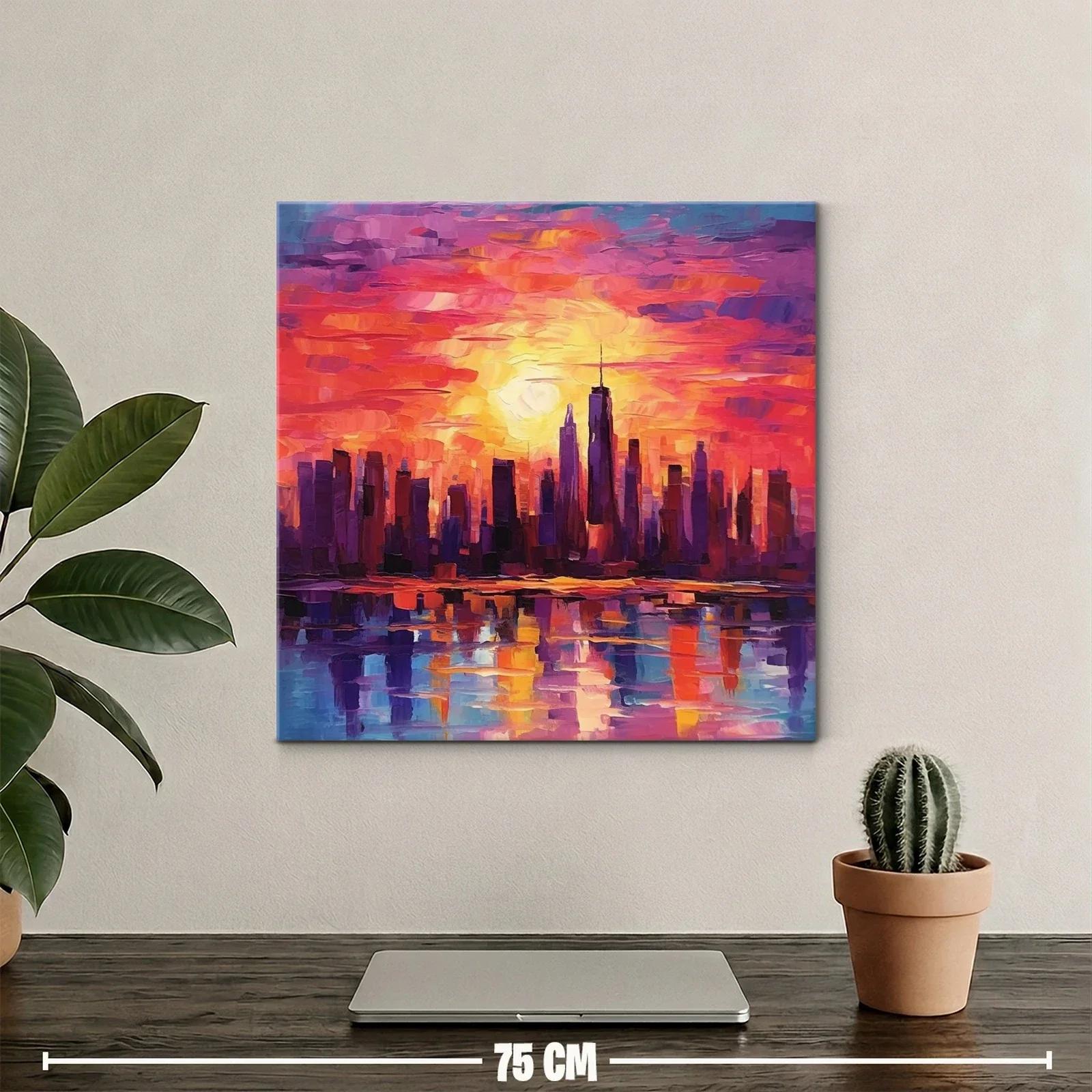 Atardecer vibrante sobre una ciudad moderna y reflejos sorprendentes — miniatura 2