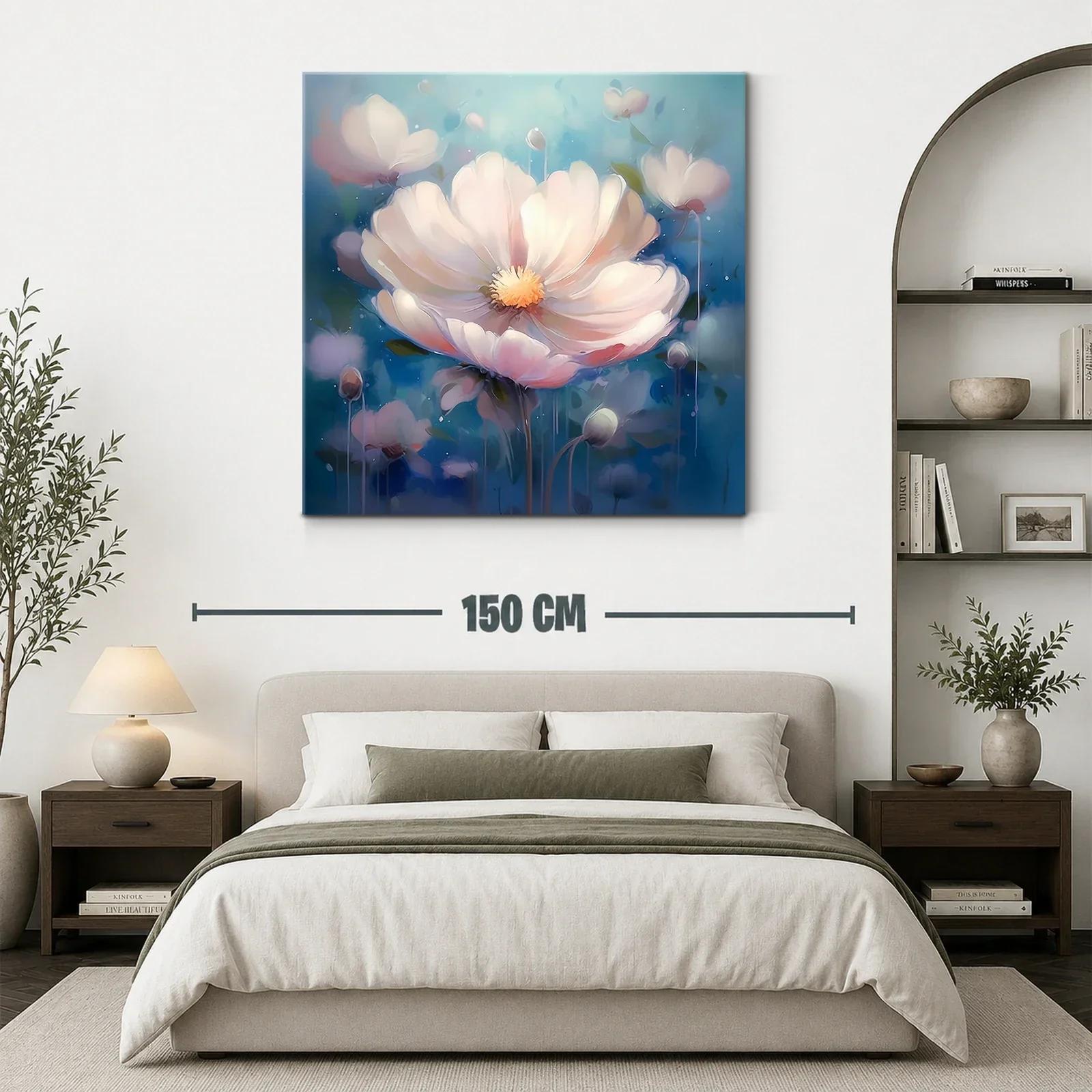 Cuadro floral etéreo con tonos suaves y azules — miniatura 3