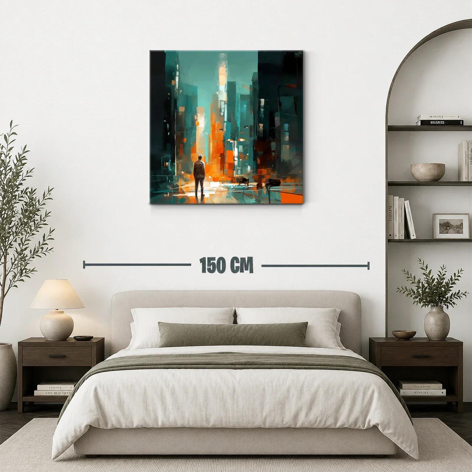 Figura entre luces en ciudad abstracta vibrante — miniatura 3
