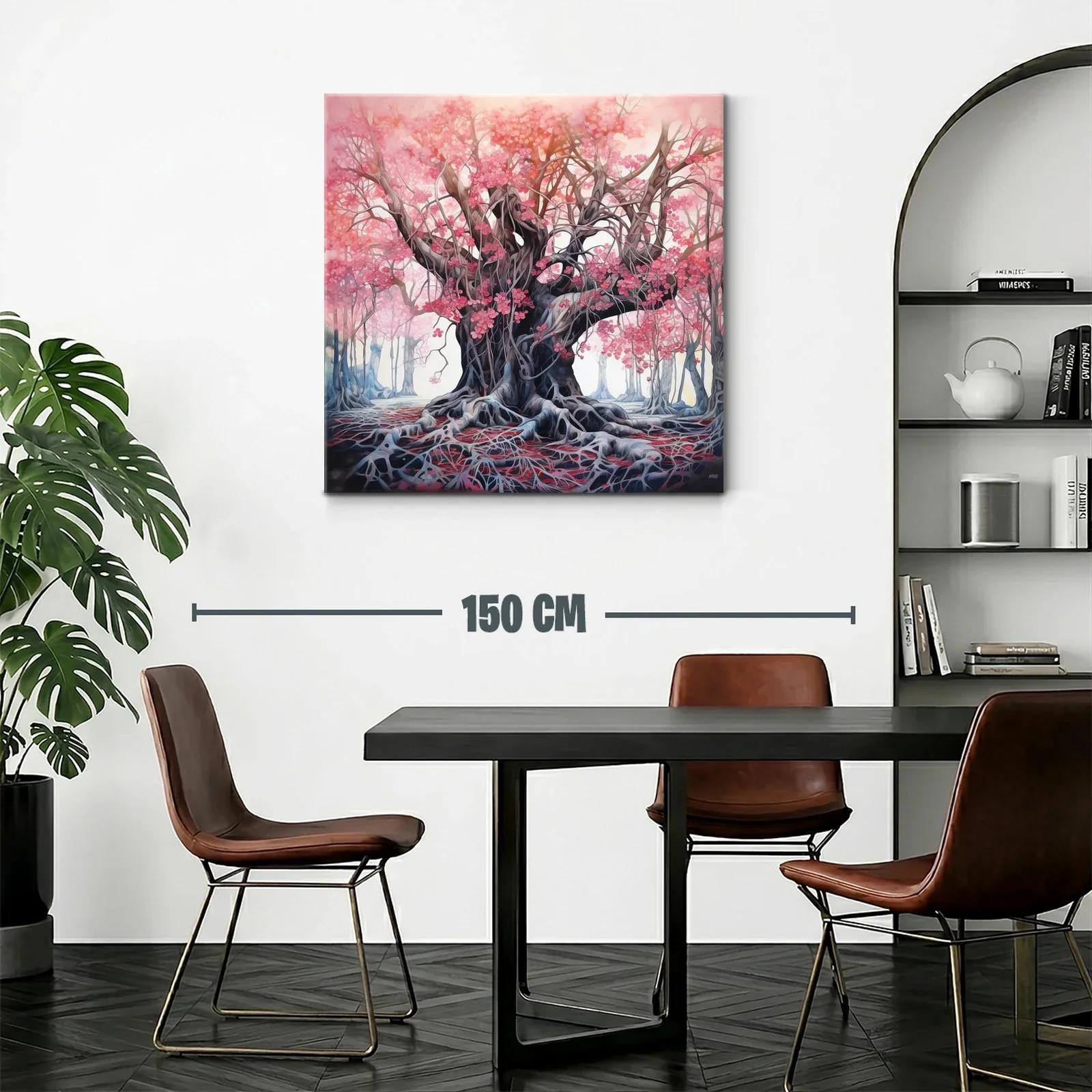 Árbol mágico con flores rosa en bosque encantado — miniatura 2
