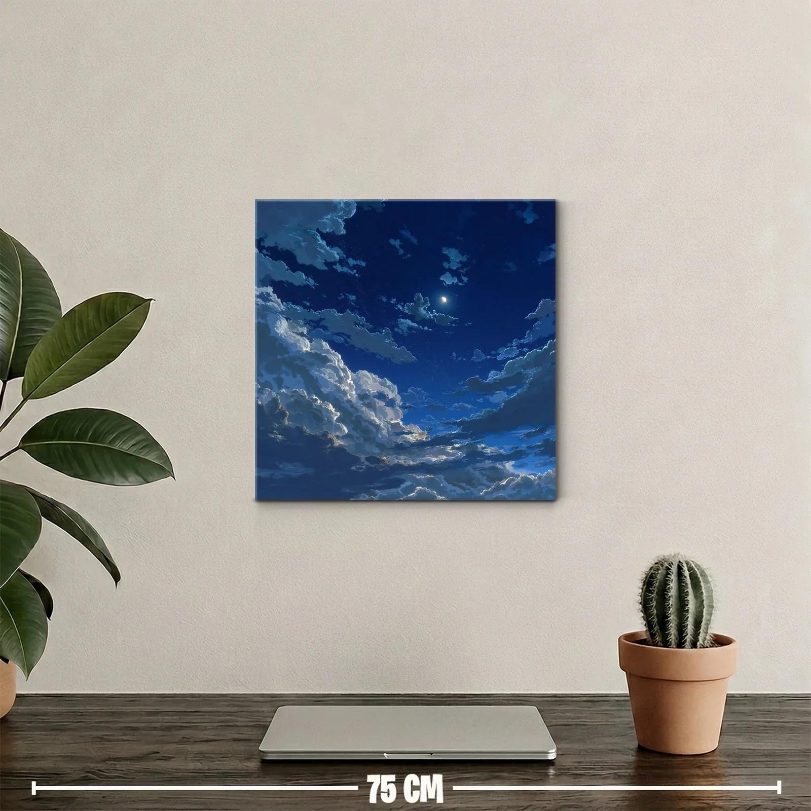 Cielo nocturno estrellado con nubes iluminadas por la luna — miniatura 2