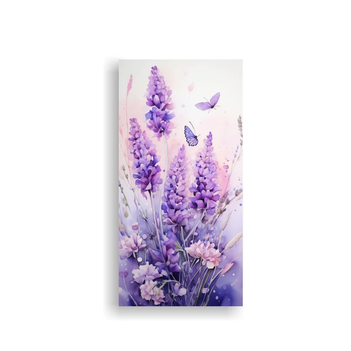 Cuadro lupinos lilas con mariposas — imagen principal