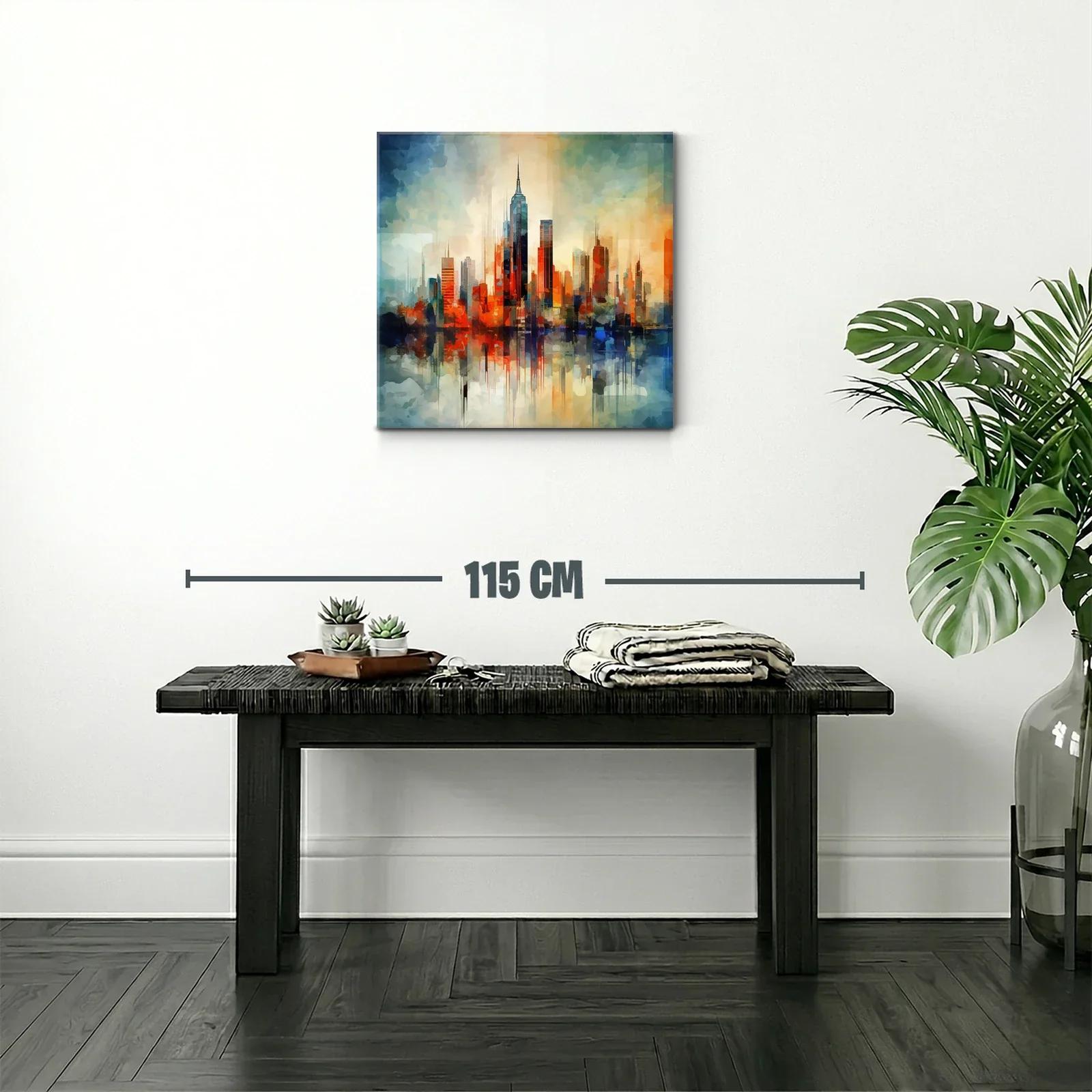 Ciudad vibrante al atardecer con reflejos abstractos — miniatura 2
