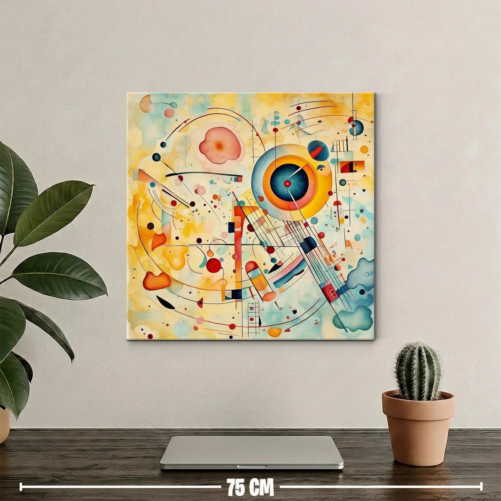 Cuadro abstracto con formas circulares y líneas dinámicas — miniatura 2