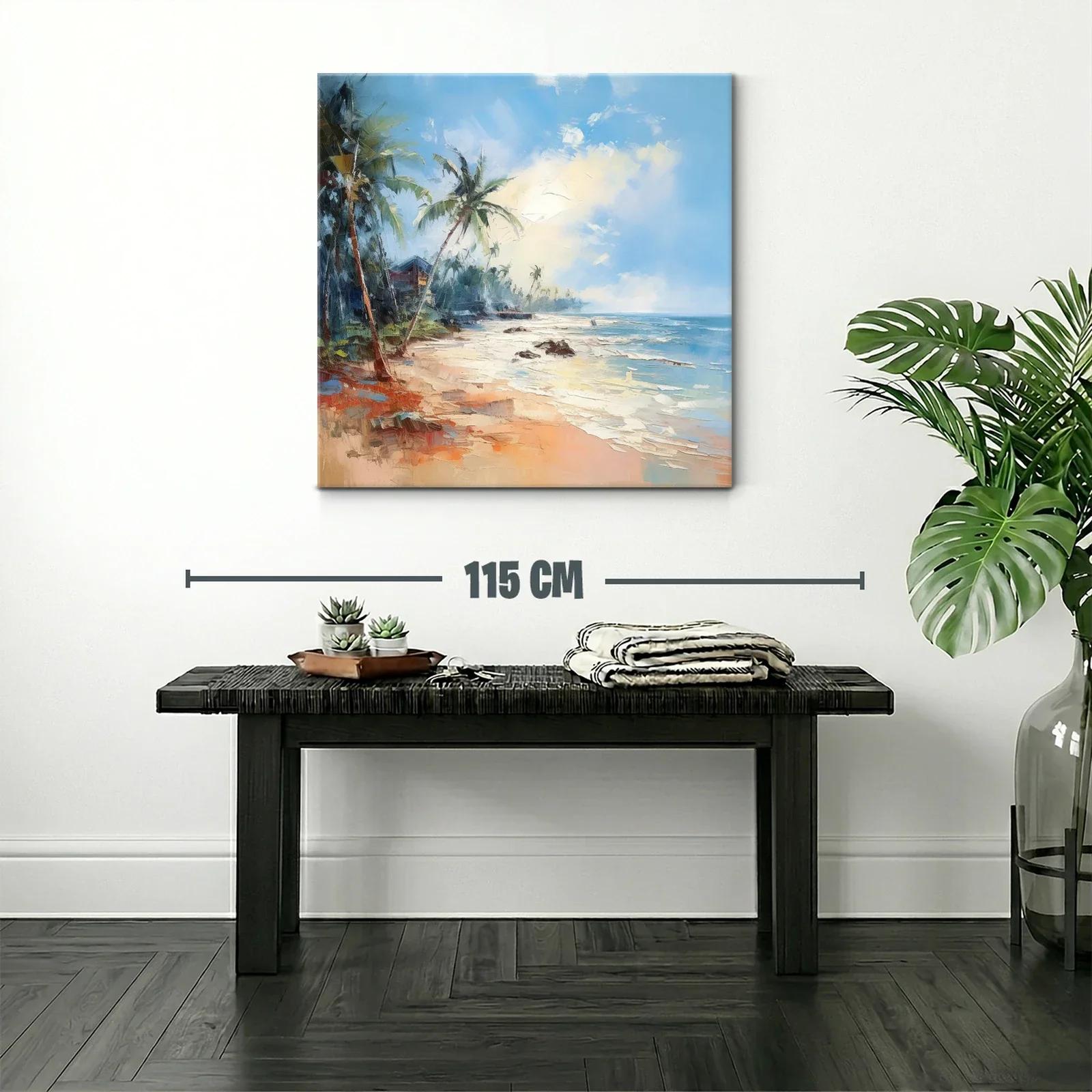 Paisaje costero con palmeras y mar azul brillante — miniatura 2