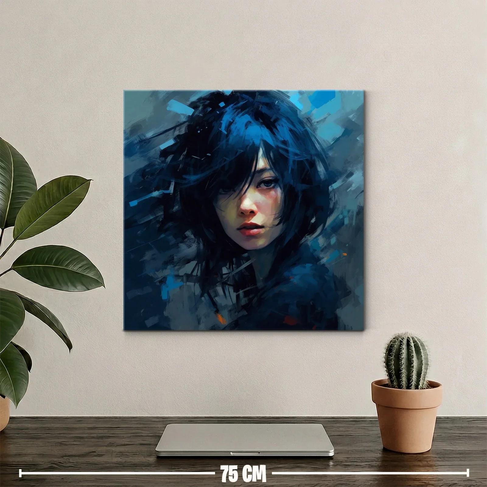 Retrato femenino con tonos azules y atmósfera intensa — miniatura 2