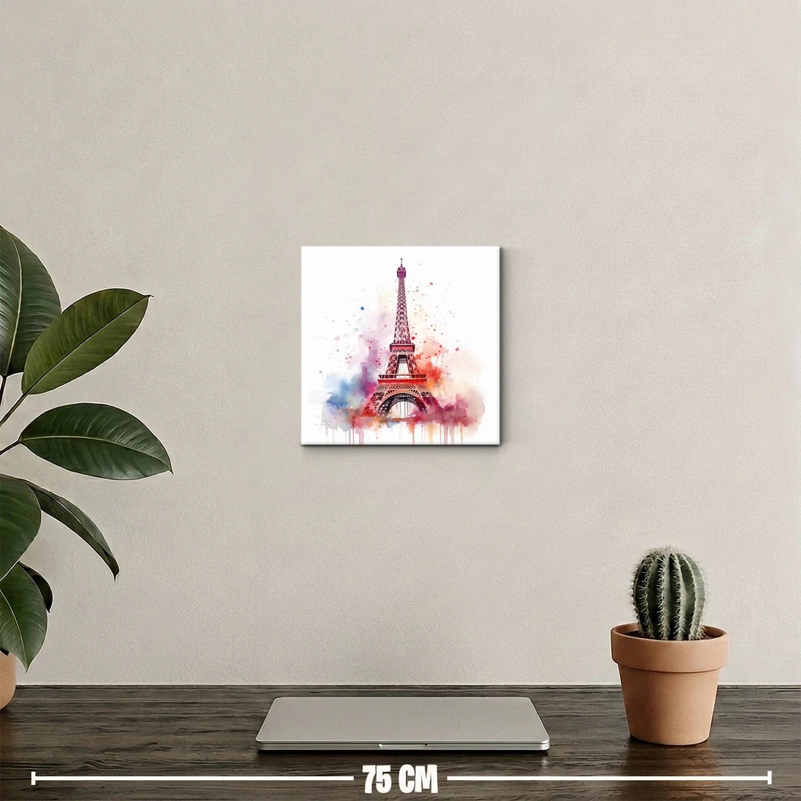 Cuadro Torre Eiffel con salpicaduras de acuarela coloridas — miniatura 2