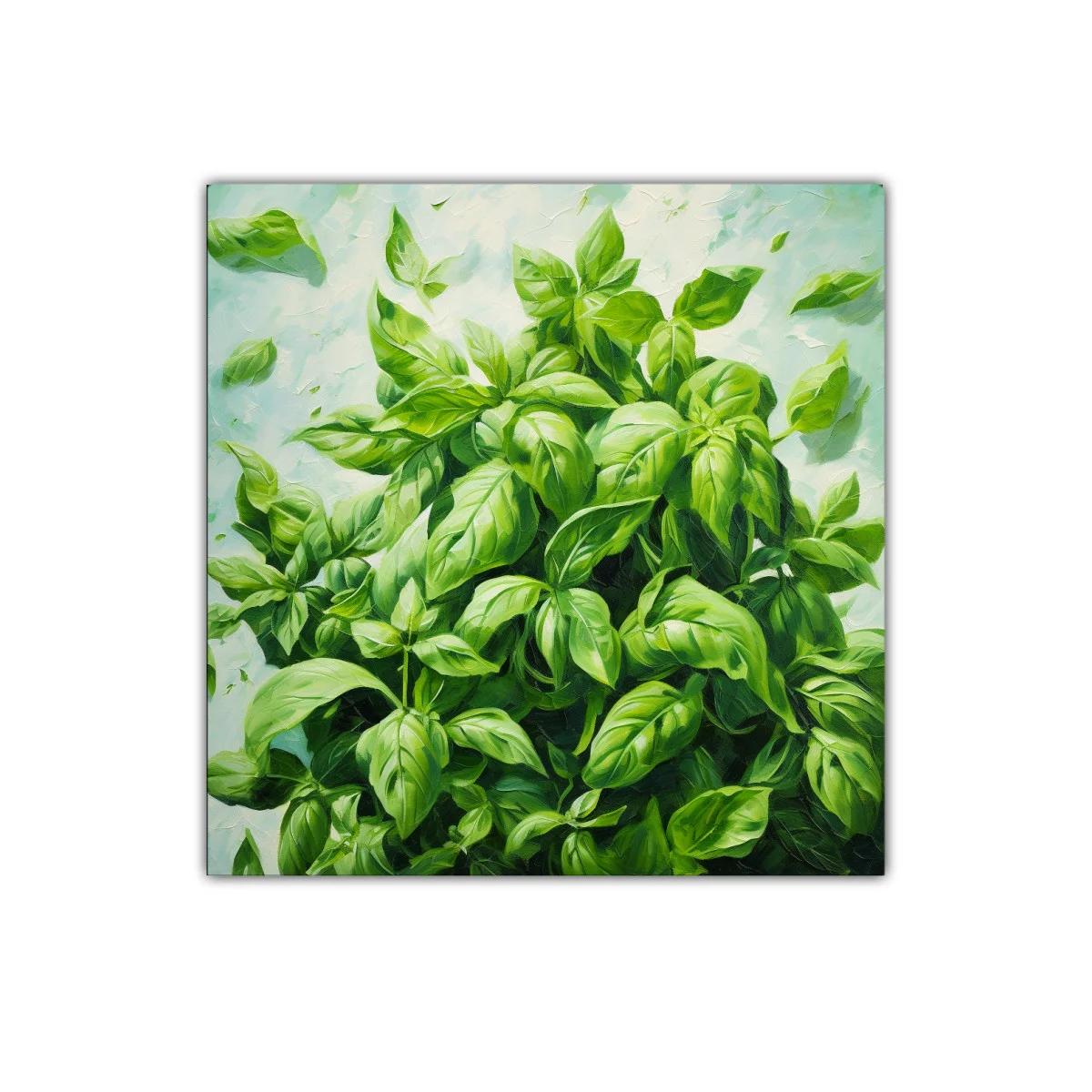 Cuadro decorativo con exuberantes hojas verdes vibrantes — imagen principal