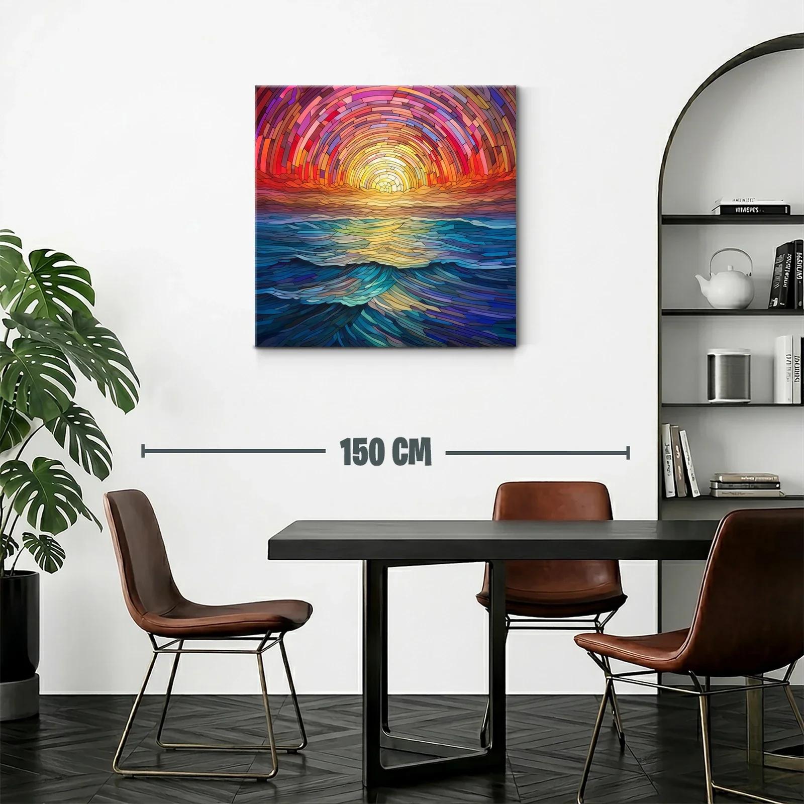 Atardecer vibrante sobre olas en tonos cálidos y azules — miniatura 2