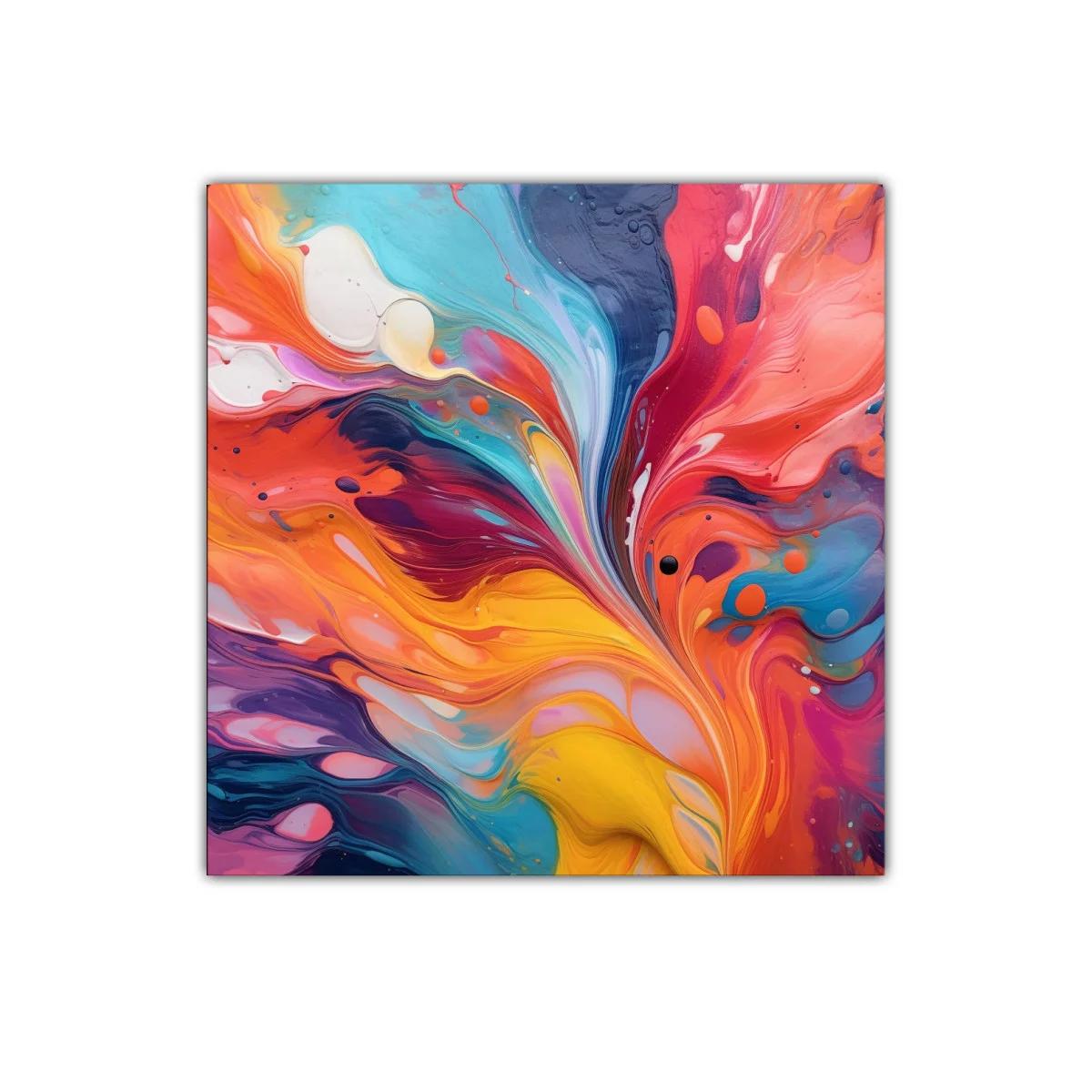 Cuadro abstracto con colores vibrantes y movimiento dinámico