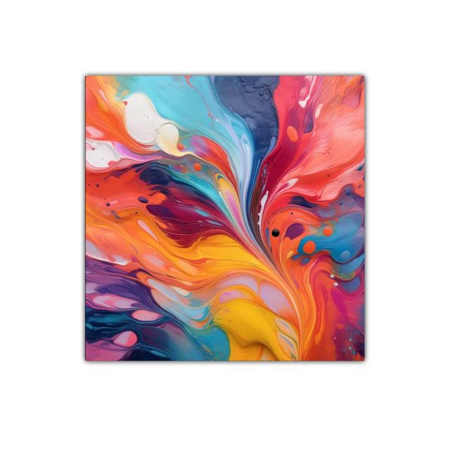 Cuadro abstracto con colores vibrantes y movimiento dinámico