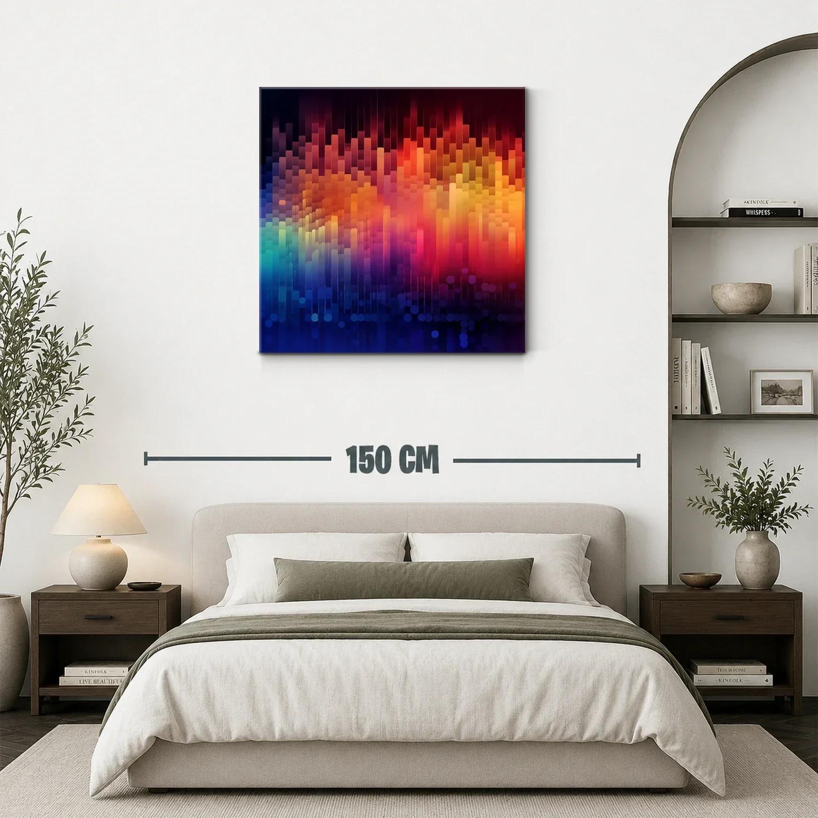 Cuadro abstracto con vibrantes tonos cálidos y fríos — miniatura 3