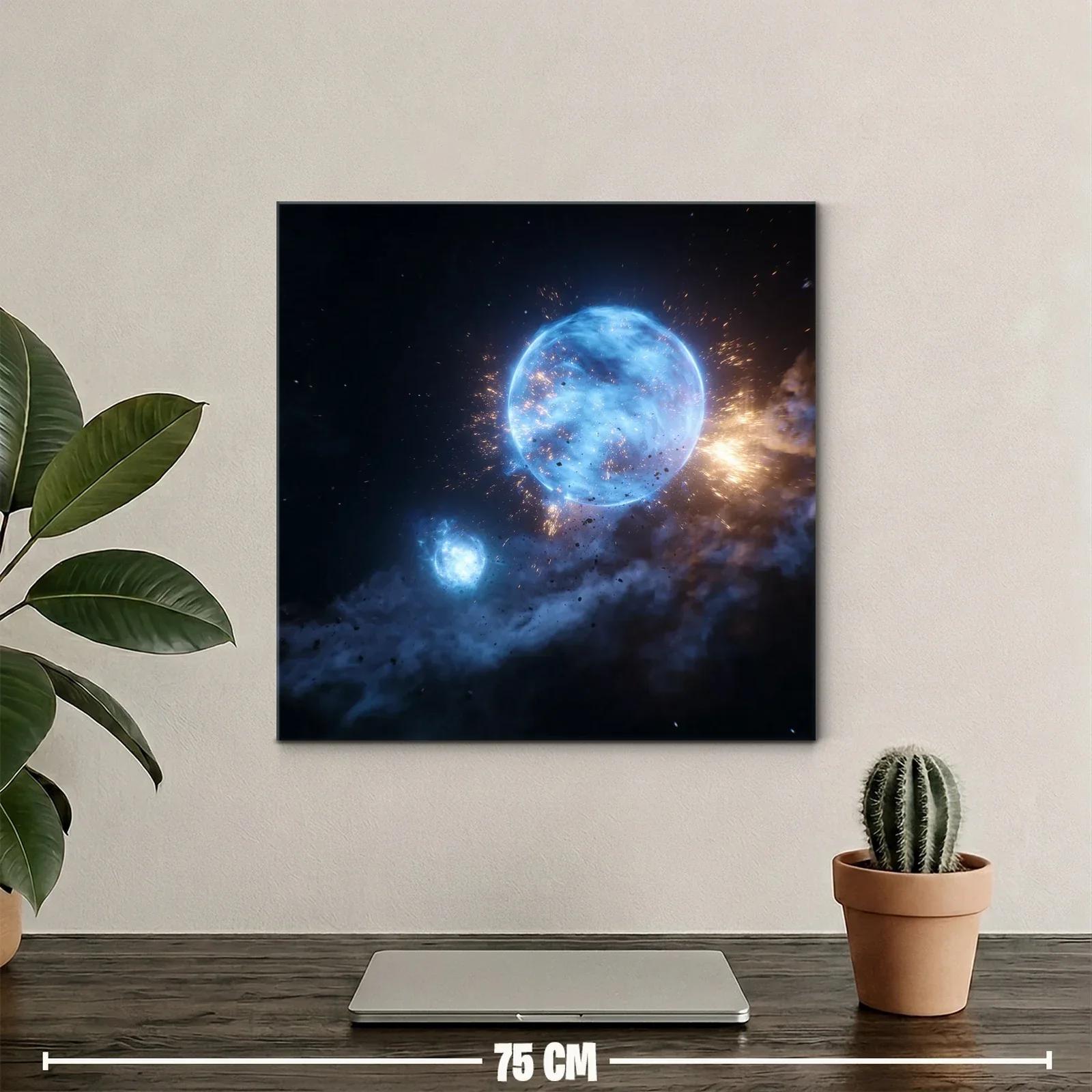 Cuadro Galaxia en Explosión Cósmica Azul y Dorada — miniatura 2