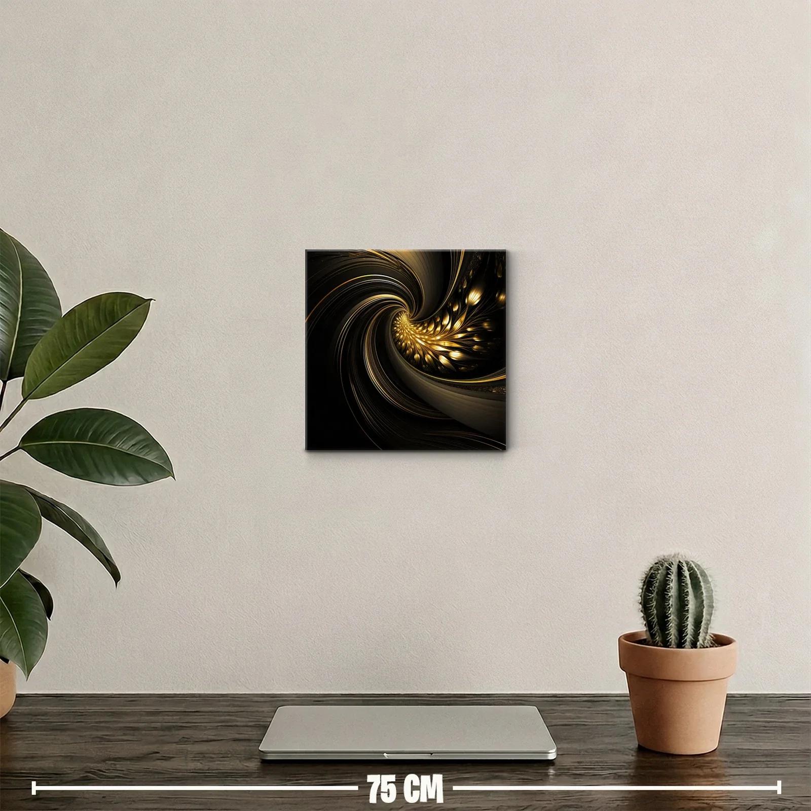 Cuadro decorativo con espiral dorada y negro elegante — miniatura 2