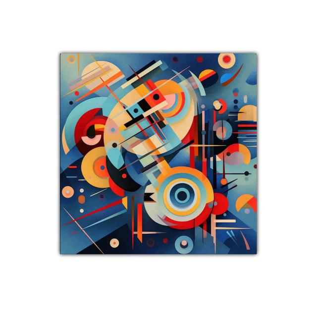 Composición abstracta con formas geométricas y colores vivos