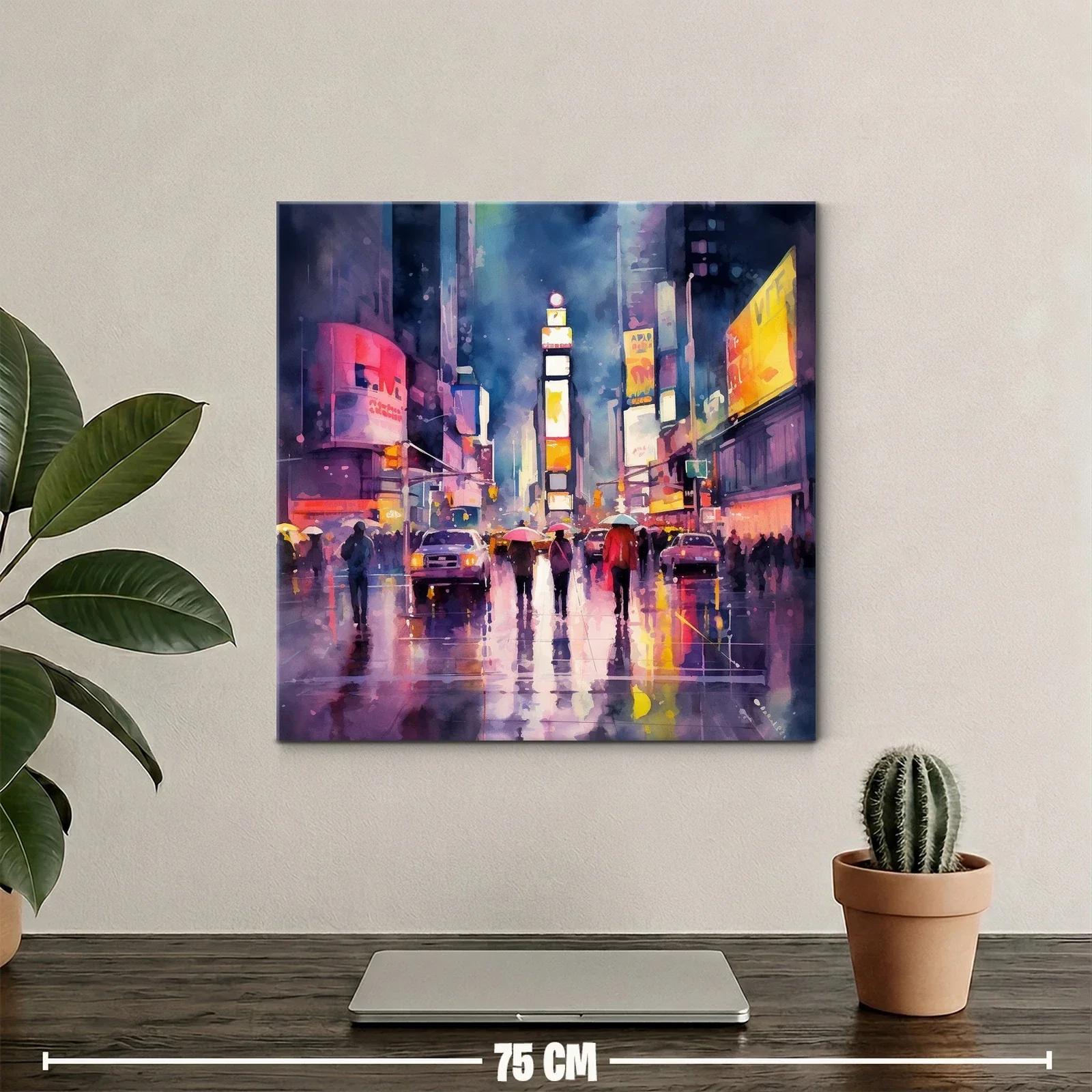 Atardecer lluvioso en ciudad moderna con luces vibrantes — miniatura 2