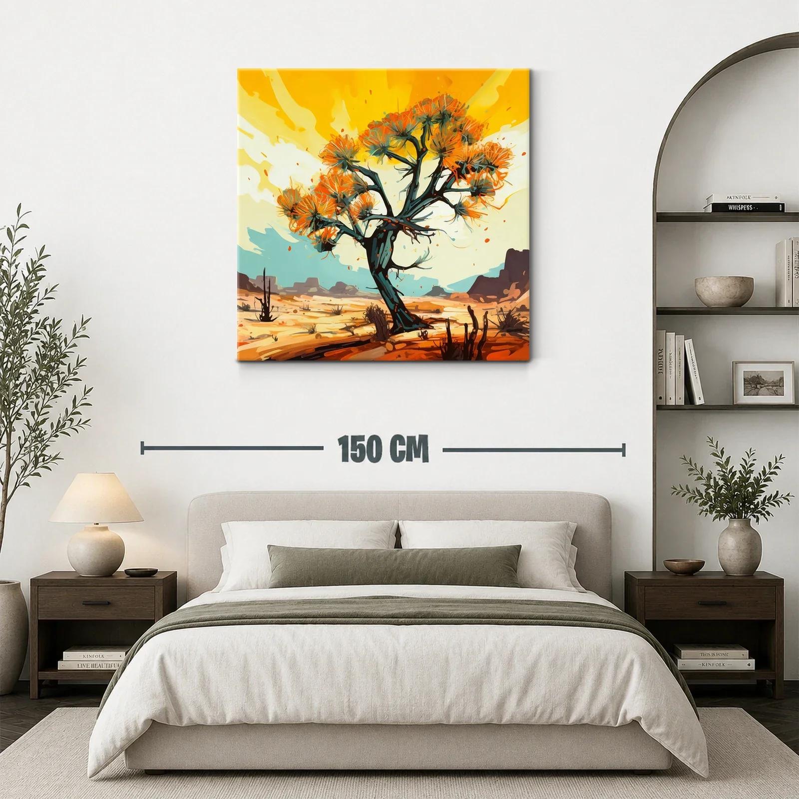 Árbol vibrante en paisaje desértico con tonos cálidos — miniatura 3