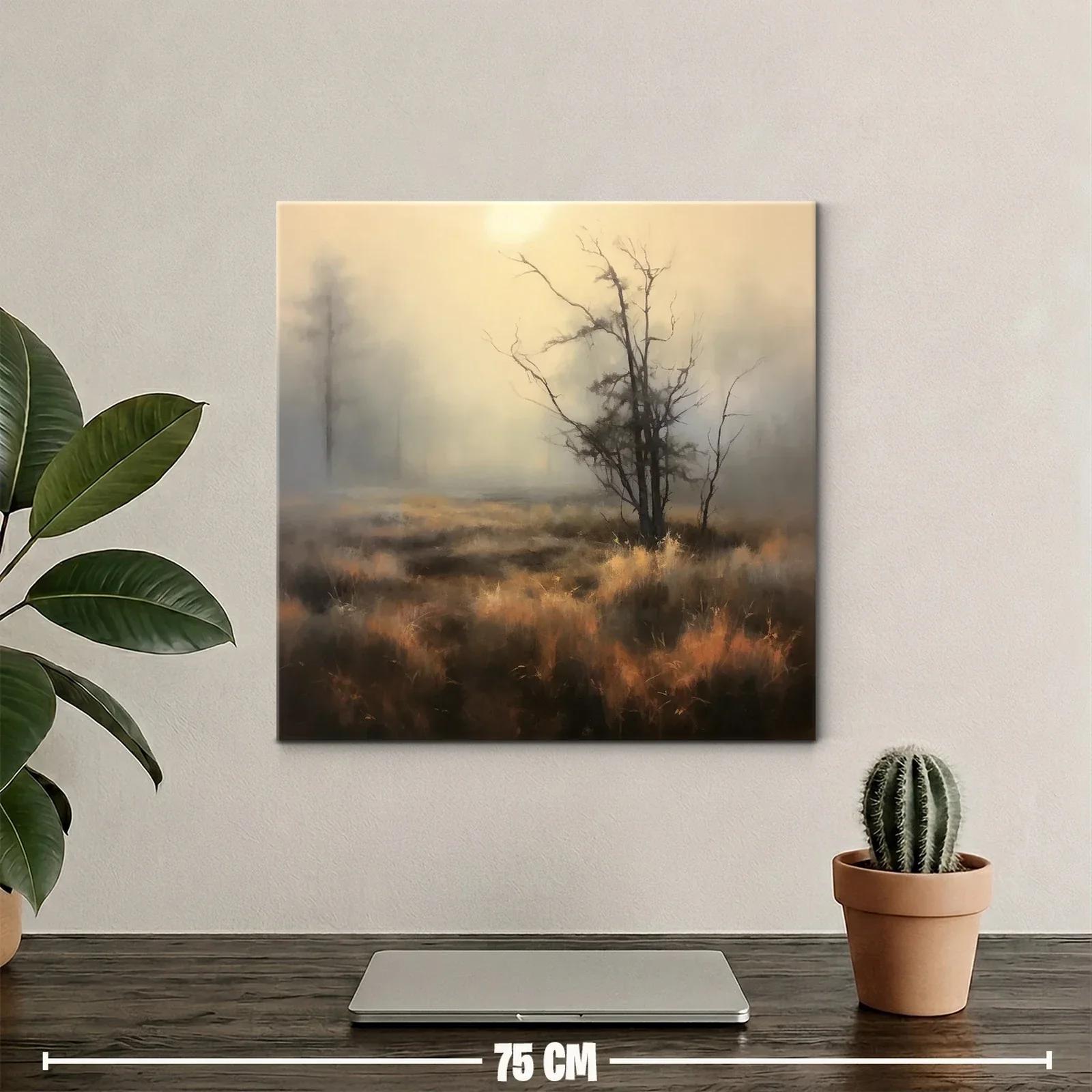 Paisaje brumoso con árbol solitario y tonos cálidos — miniatura 2