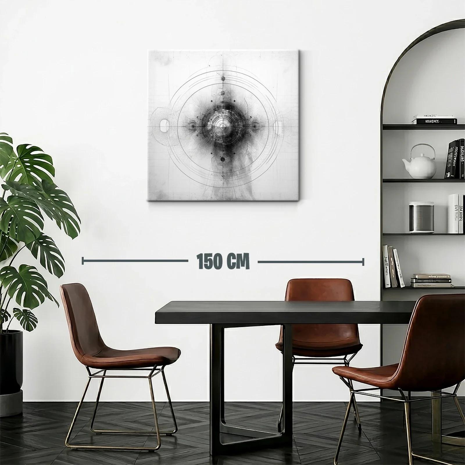 Composición abstracta en tonos grises con círculos concéntricos — miniatura 2