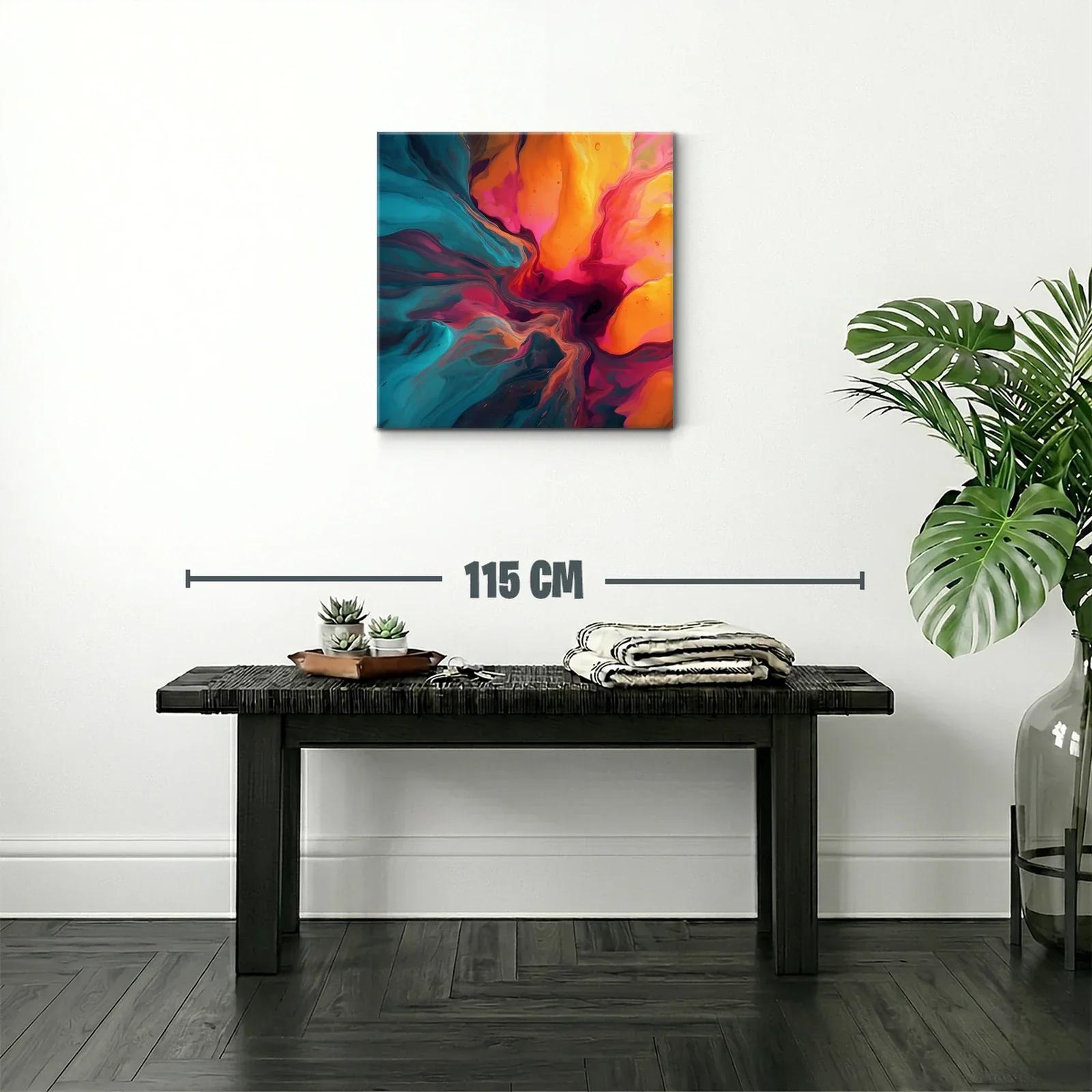 Cuadro abstracto con vibrantes tonos cálidos y fríos — miniatura 2