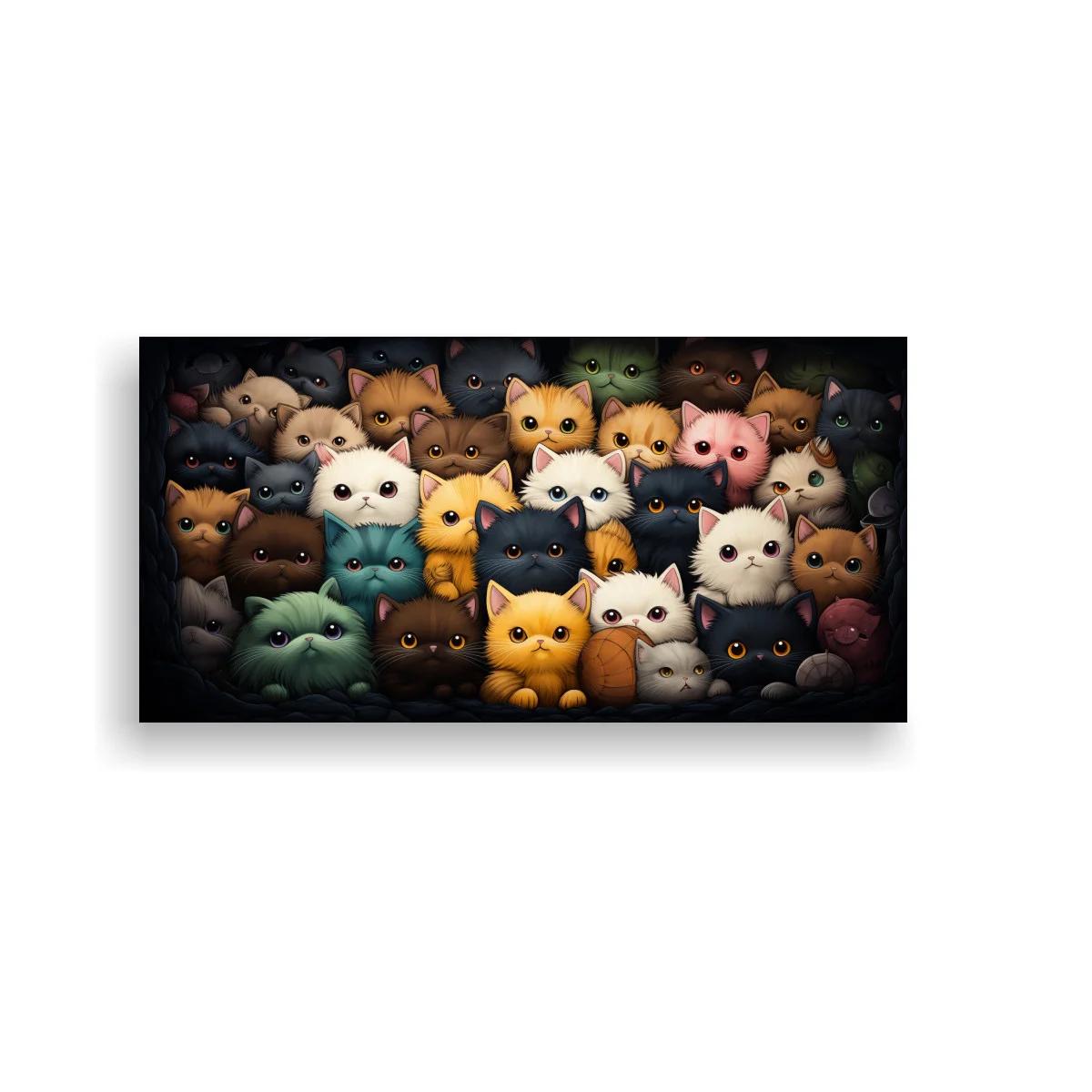 Cuadro grupo de gatos con caritas felinas compactas — imagen principal
