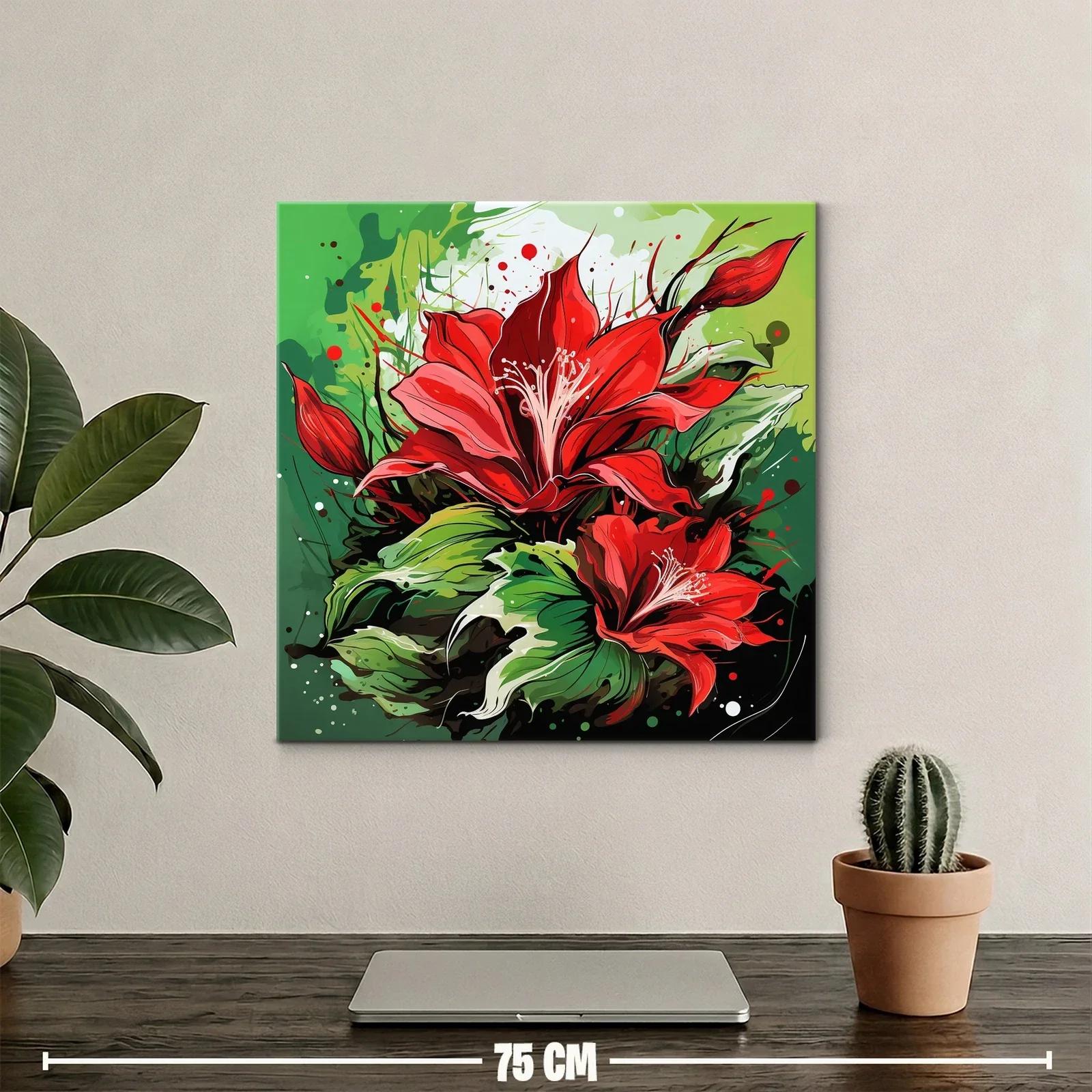 Flor roja vibrante con hojas verdes en contraste — miniatura 2