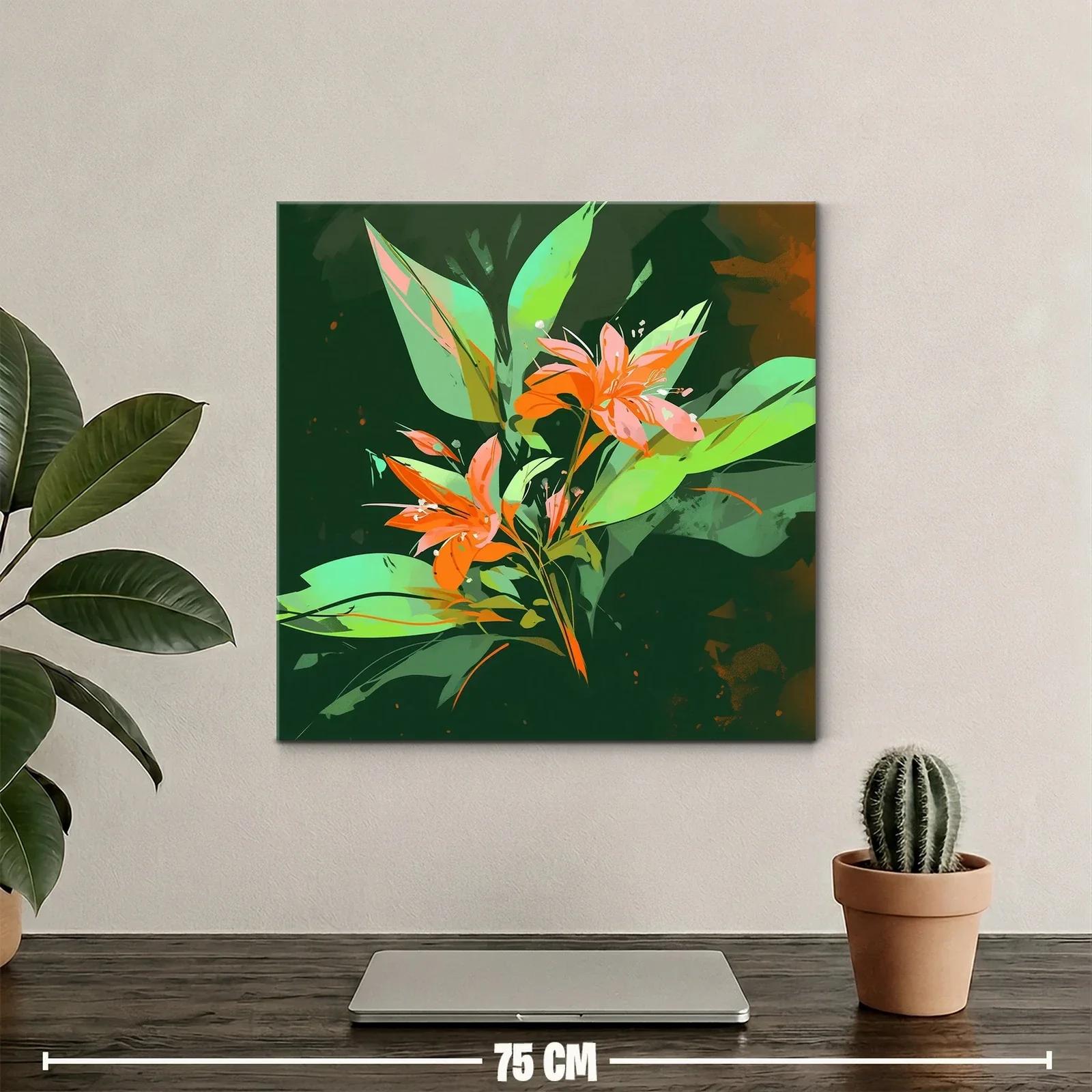 Flores naranjas vibrantes sobre fondo verde oscuro — miniatura 2