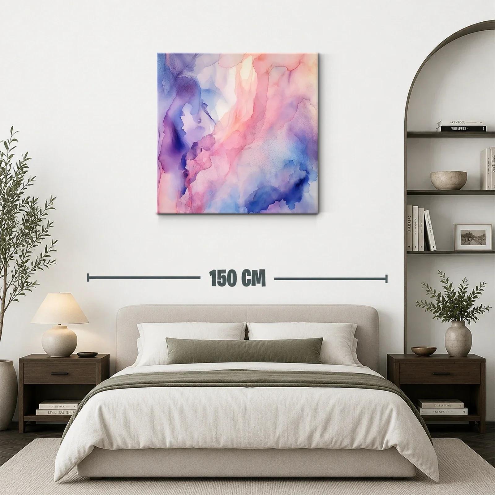 Cuadro abstracto con suaves tonalidades pastel y azules — miniatura 3